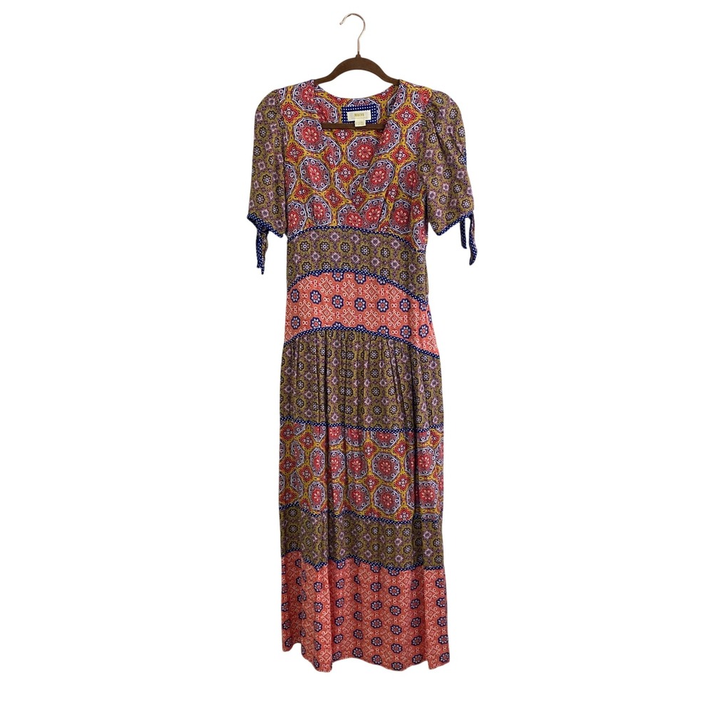 Maeve by Anthropologie Mixed Print Boho Maxi Dress Size 0 Rayon